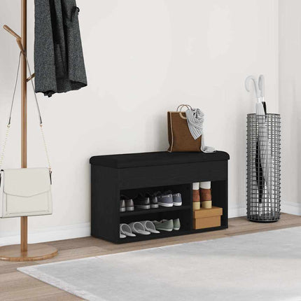 Skobänk med hylla Svart 80 x 30 x 45 cm Konstruerat trä
