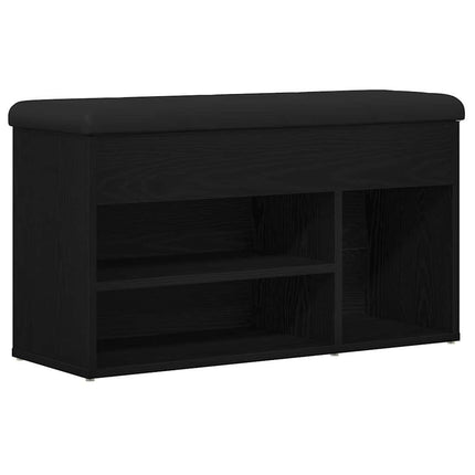 Skobänk med hylla Svart 80 x 30 x 45 cm Konstruerat trä
