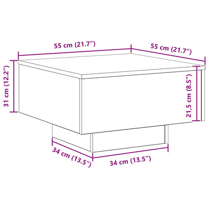 Kaffeebord Svart Ek 55 x 55 x 31 cm Konstruerat trä
