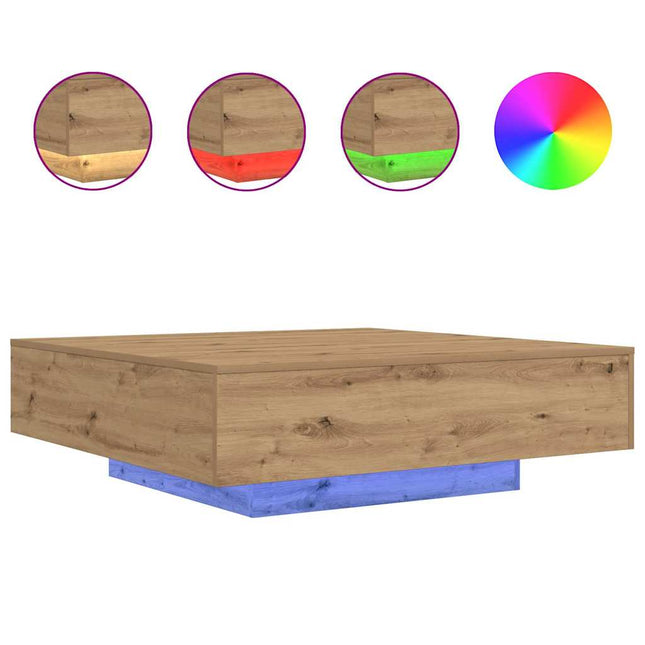 Kaffe Bord med LED Strip Ljus Artisan-ek 100 x 100 x 31 cm