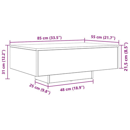 Kaffeebord Svart Ek 85 x 55 x 31 cm Konstruerat trä