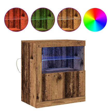 LED-sido bord Brun 60,5 x 37 x 67 cm Konstruerat trä