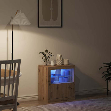 LED-sido bord Brun 60,5 x 37 x 67 cm Konstruerat trä