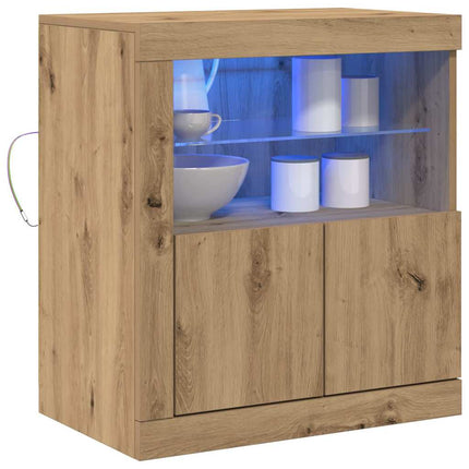 LED-sido bord Brun 60,5 x 37 x 67 cm Konstruerat trä