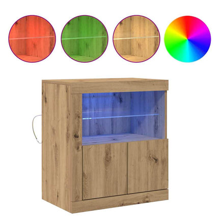 LED-sido bord Brun 60,5 x 37 x 67 cm Konstruerat trä