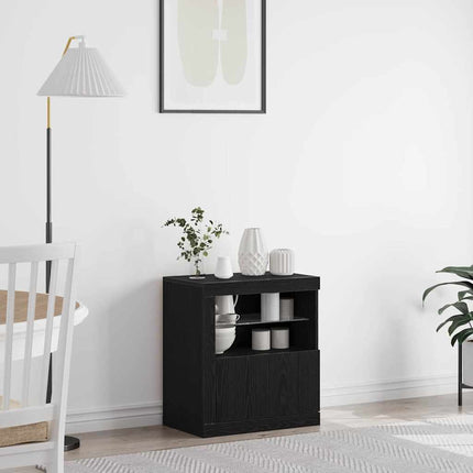LED-sido bord Svart 60,5 x 37 x 67 cm Konstruerat trä