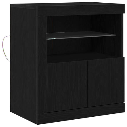LED-sido bord Svart 60,5 x 37 x 67 cm Konstruerat trä