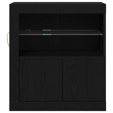 LED-sido bord Svart 60,5 x 37 x 67 cm Konstruerat trä