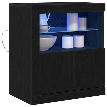 LED-sido bord Svart 60,5 x 37 x 67 cm Konstruerat trä