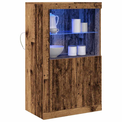 LED-sido bord Gammalt trä 60,5 x 37 x 100 cm Konstruerat trä