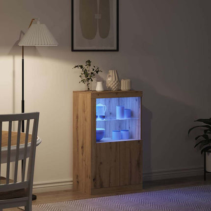 LED-sido bord Artisan Ek 60,5 x 37 x 100 cm Konstruerat trä