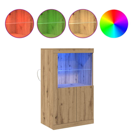 LED-sido bord Artisan Ek 60,5 x 37 x 100 cm Konstruerat trä