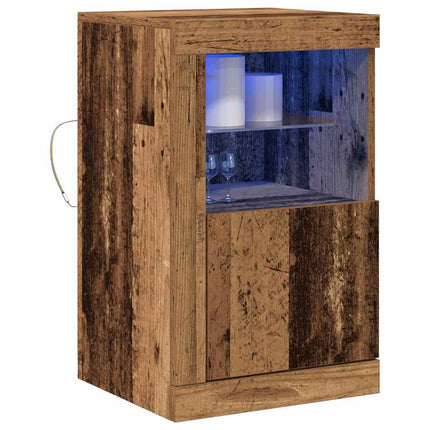 LED-sido bord Gammalt trä 41 x 37 x 67 cm Konstruerat trä