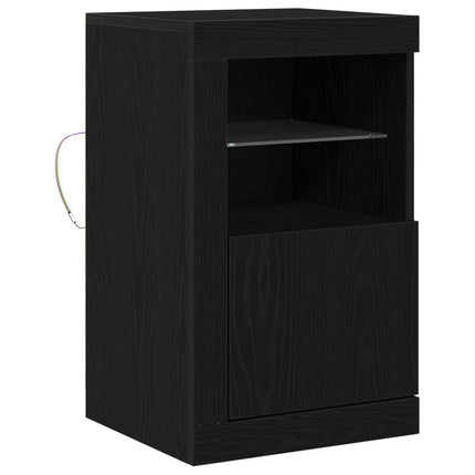 LED-sido bord Svart Ek 41 x 37 x 67 cm Konstruerat trä