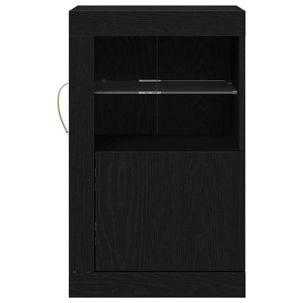 LED-sido bord 2 st 41 x 37 x 67 cm Konstruerat trä Svart Ek