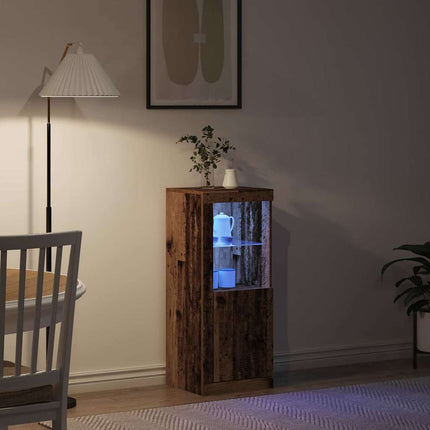 LED-sido bord Brun 41 x 37 x 100 cm Konstruerat trä