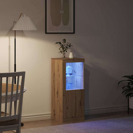LED-sido bord Brun 41 x 37 x 100 cm Konstruerat trä