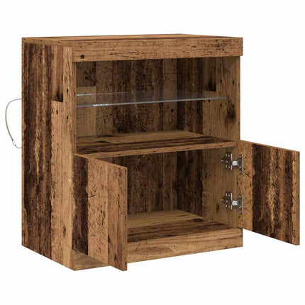 LED-sido bord Brun 60,5 x 37 x 67 cm Konstruerat trä