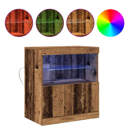 LED-sido bord Brun 60,5 x 37 x 67 cm Konstruerat trä