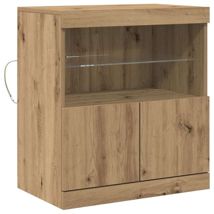 LED-sido bord Brun 60,5 x 37 x 67 cm Konstruerat trä