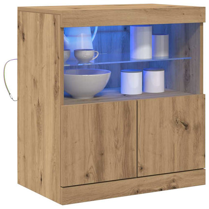 LED-sido bord Brun 60,5 x 37 x 67 cm Konstruerat trä