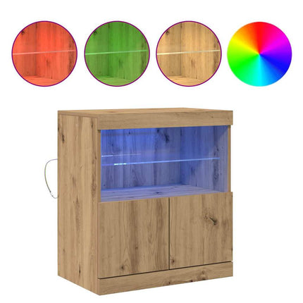 LED-sido bord Brun 60,5 x 37 x 67 cm Konstruerat trä