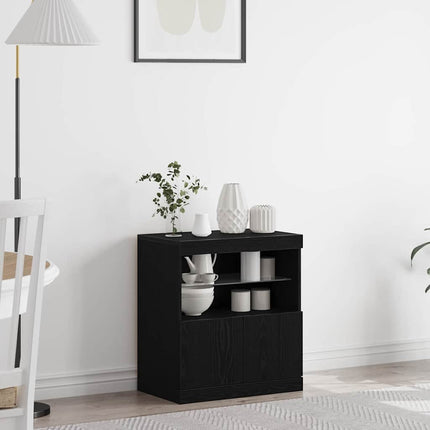 LED-sido bord Svart 60,5 x 37 x 67 cm Konstruerat trä