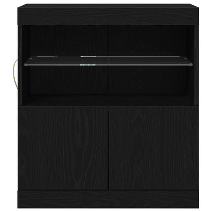 LED-sido bord Svart 60,5 x 37 x 67 cm Konstruerat trä