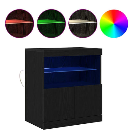 LED-sido bord Svart 60,5 x 37 x 67 cm Konstruerat trä