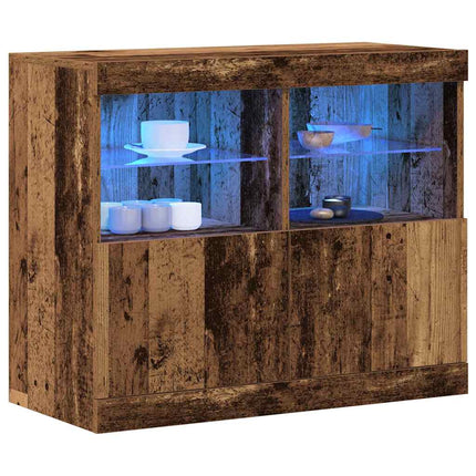LED-sido bord Brun 81 x 37 x 66,5 cm Konstruerat trä