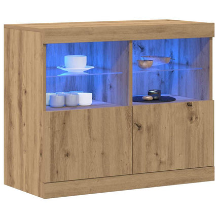 LED-sido bord Brun 81 x 37 x 66,5 cm Konstruerat trä
