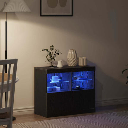 LED-sido bord Svart 81 x 37 x 66,5 cm Konstruerat trä