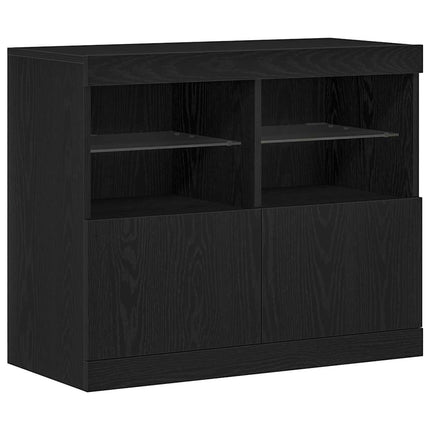 LED-sido bord Svart 81 x 37 x 66,5 cm Konstruerat trä