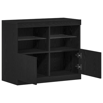 LED-sido bord Svart 81 x 37 x 66,5 cm Konstruerat trä