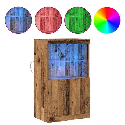 LED-sido bord Brun 60 x 37 x 100 cm Konstruerat trä