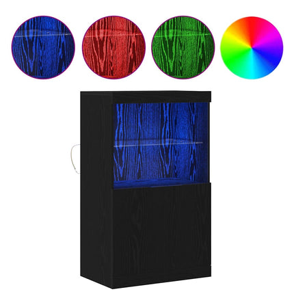 LED-sido bord Svart 60 x 37 x 100 cm Konstruerat trä