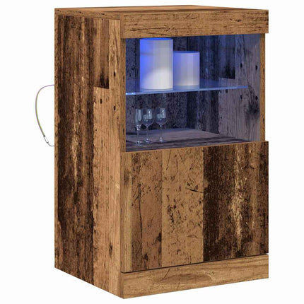 LED-sido bord Gammalt trä 41 x 37 x 67 cm Konstruerat trä