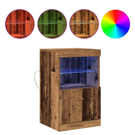 LED-sido bord Gammalt trä 41 x 37 x 67 cm Konstruerat trä