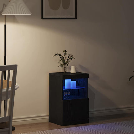LED-sido bord Svart Ek 41 x 37 x 67 cm Konstruerat trä