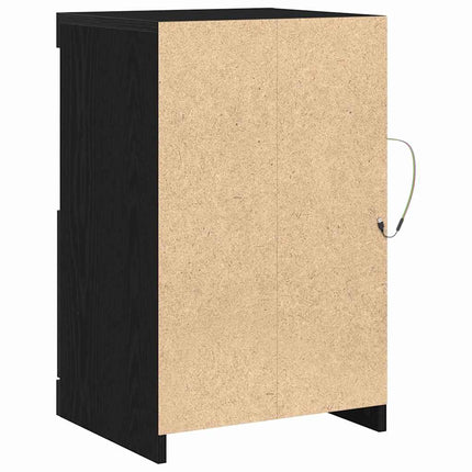 LED-sido bord Svart Ek 41 x 37 x 67 cm Konstruerat trä
