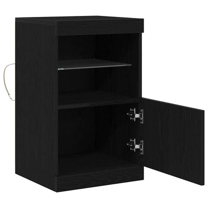 LED-sido bord Svart Ek 41 x 37 x 67 cm Konstruerat trä