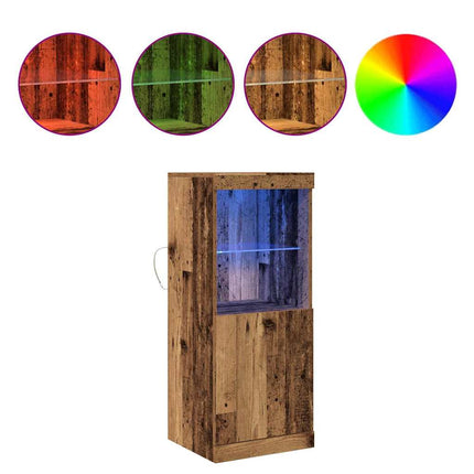 LED-sido bord Gammalt trä 41 x 37 x 100 cm Konstruerat trä