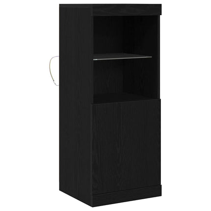 LED-sido bord Svart Ek 41 x 37 x 100 cm Konstruerat trä