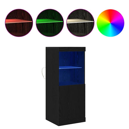 LED-sido bord Svart Ek 41 x 37 x 100 cm Konstruerat trä