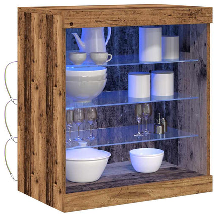 LED-sido bord Gammalt trä 60,5 x 37 x 67 cm Konstruerat trä