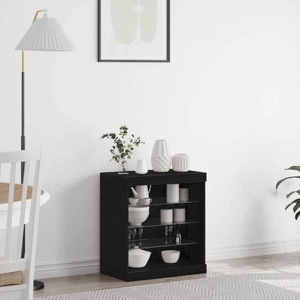 LED-sido bord Svart Ek 60,5 x 37 x 67 cm Konstruerat trä