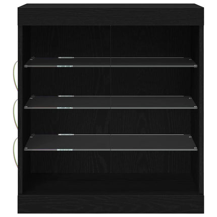 LED-sido bord Svart Ek 60,5 x 37 x 67 cm Konstruerat trä