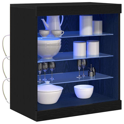 LED-sido bord Svart Ek 60,5 x 37 x 67 cm Konstruerat trä