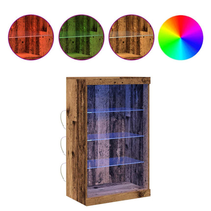LED-sido bord Gammalt trä 60,5 x 37 x 100 cm Konstruerat trä