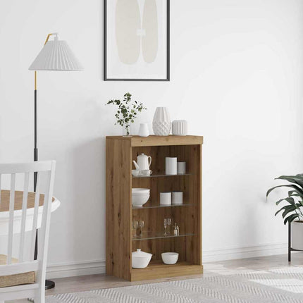 LED-sido bord Artisan Ek 60,5 x 37 x 100 cm Konstruerat trä